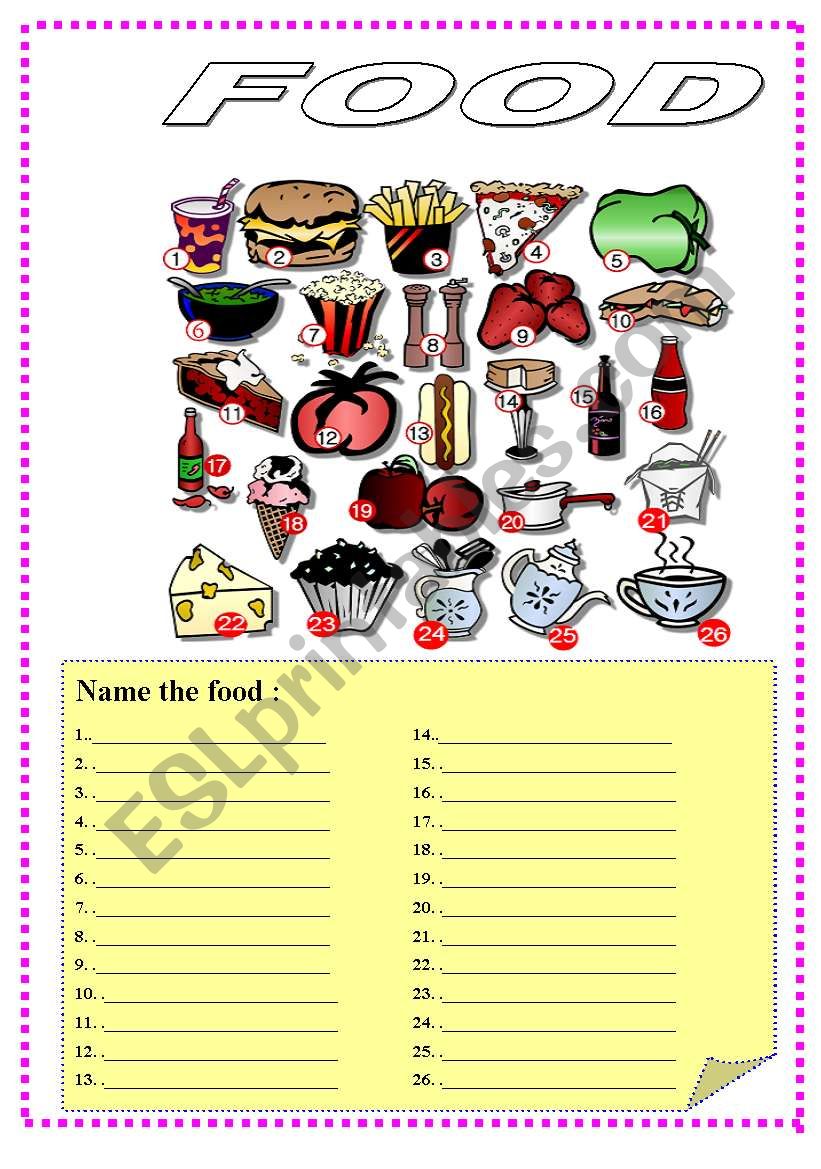 name the food ^^  worksheet